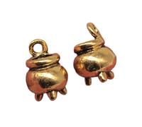 VRUESH 30pcs 3 Colors Halloween Witch Cauldron Cooking Pot Censer Charm Metal Charms For Making 9x12mm-Antique Gold Plated