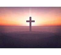 vrupi 10x8ft Vinyl Photography Background Dusk Sunset Glow Cross Backdrop Christianity Symbol Belief Church Mural Jesus Christ Bible School Wallpaper Easter Event Activities Shoot