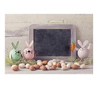 vrupi Easter 10x8ft Vinyl Photography Background Cute Artifact Easter Bunnies Eggs Small Blackboard Crackled Wooden Wall Backdrop Community Easter Egg Hunt Day Banner Wallpaper Studio Props