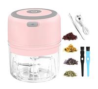 VRUPINZE Electric Herb Grinder - 3.5 Inch Large Grinder for Grinding Dry Fresh Herbs and Spices with Clear Chamber, Portable USB Charge, Modern Style, Pink