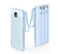VRURC 10000mAh Power Bank With Built in Cables,USB C Battery Pack Portable Charger with 5 Outputs 2 Inputs Powerbank LED Display compatible with iPhone 14 13 12 Samsung S21 S20 Xiaomi iPad