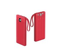 VRURC Portable Charger with Built in Cables, 10000mAh Travel Essentials Power Bank, 5 Output 2 Input Slim External Battery Pack Compatible with iPhone 16 15 14 13, Samsung,Android-Red(1 Pack)