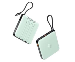 VRURC Power Bank 20000 mAh with Cable Small USB C Power Bank Fast Charging Mini Portable Charger External Battery Small and Lightweight with 4 Outputs 3 Input LED Display for iPhone Huawei Samsung etc