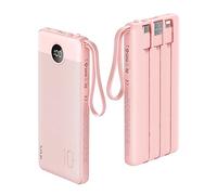 VRURC 10000mAh Power Bank With Built in Cables,USB C Battery Pack Portable Charger with 5 Outputs 2 Inputs Powerbank LED Display compatible with iPhone 14 13 12 Samsung S21 S20 Xiaomi iPad