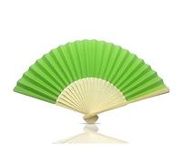 Vruti's Green Paper Foldable Hand Held Bamboo and Wooden Fan