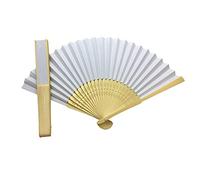 Vruti's White Paper Hand Held Bamboo and Wooden Fan