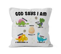 VRW Christian Bible Verse Throw Pillows Covers, Dinosaur Decorative Pillows Covers for Boys Room Decor, Dinosaur Decor, Inspirational Quotes Cushion Covers, Christian Kids Decor Pillow Covers 18x18