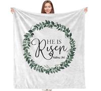 VRW Christian Easter Blanket, Christian Gifts for Women, He is Risen Bible Verse Religious Easter Throw Blankets for Home Bedroom Living Room Couch Sofa, 50x60 Inches