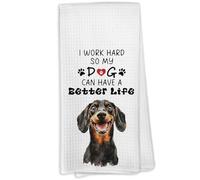 VRW Dachshund Gifts Kitchen Towels, Dog Mom Gifts for Women, I Work Hard so My Dog Can Have a Better Life Dish Tea Towels, Dachshund Christmas Decor Hand Towel for Kitchen Bathroom, 16x24 Inch