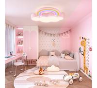 Vrygle Rainbow Ceiling Light Kids Room: Flush Mount LED Lights Cartoon Children Room Night Lamp 3 Lighting Colors Cloud Shape for Bedroom, Kindergarten,Nursery, Pink for Girls