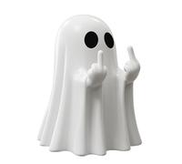 Vryth Middle Finger Ghost Ornament Halloween Spooky Resin Statue Sculpture Decor Indoor Ghost Figurine Halloween Decorations for Home Bedroom House Gift Props Party