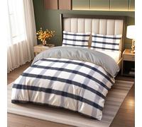 Vryxel Gingham Bedding Single Duvet Cover Set Bed Zipper Beige Blue Black 135×200CM