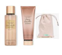 VS Bare Vanilla Body Spray Shimmer and Lotion Shimmer Gift Set for Women - Savour the Essence Fabric Bag