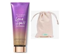 VS Love Spell Body Lotion with Shimmer - Luxurious Womens Moisturiser for Radiant Skin | Savour the Essence fabric bag
