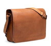 VS SID & VAIN Large Laptop Bag Messenger Bag Genuine Leather - 15 Inch Laptop Business Bag Camden Large - Shoulder Bag with Laptop Compartment - Leather Bag Men and Women Brown Handmade