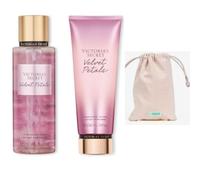 VS Velvet Petals Body Spray Gift Set for Women | Victoria Body Mist Set: Luxurious Women’s Body Sprays Gift Set - Perfect Girls Perfume, Potion and Body Lotion Set | Savour the Essence Fabric Bag
