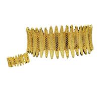 Vsadsau Dubai 24K Gold Plated Bangles With Ring Nigerian Wedding Bridal Bangle Arabic Jewelry B266-Bracelet Rings