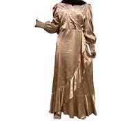 Vsadsau Dubai Ramadan Abayas Women Satin Hijab Dress Turkey Kaftan Summer Long Dresses Islam Caftan Gold
