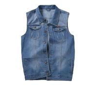 Vsadsau Men Cotton Jeans Sleeveless Jacket Cotton Denim Jeans Vest Outdoors Waistcoat With Pocket Light Blue 8xl