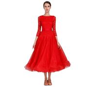 Vsadsau Women Ballroom Dance Competition Dresses Waltz Dress Standard Performance Evening Party Outfits Red S
