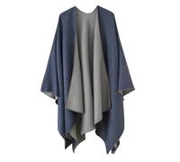 Vsadsau Women Cashmere Shawl Double-Sided Cape Cardigan Classic Simple Cloak Soft Large Blanket 91-navy