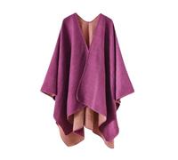 Vsadsau Women Cashmere Shawl Double-Sided Cape Cardigan Classic Simple Cloak Soft Large Blanket 92-purple