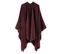 Vsadsau Women Cashmere Shawl Double-Sided Cape Cardigan Classic Simple Cloak Soft Large Blanket 93-wine