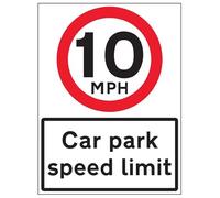 VSafety 10 MPH Car Park Speed Limit - 600x800mm 3mm Aluminium Composite With Fixing Channel Safety Sign