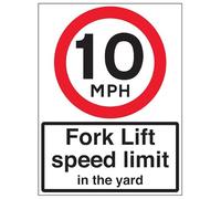 VSafety 10 MPH Fork Lift Speed - 600x800mm 3mm Aluminium Composite With Anti-Graffiti Coating & Fixing Channel Safety Sign