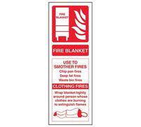 Vsafety 11008AJ-R Fire Blanket Id Fire Extinguisher Sign - Portrait - 100mm x 280mm - 1mm Rigid Plastic, Red