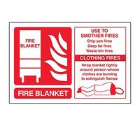 Vsafety 11020AL-R'Fire Blanket ID' Sign, Landscape, 150 mm x 100 mm (Pack of 3)