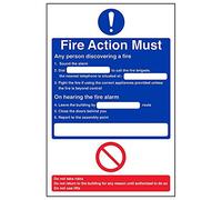 Vsafety 12002AU-R'General Fire Action/Telephone' Sign, Portrait, 200 mm x 300 mm (Pack of 3)
