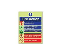 Vsafety 12006AN-G'General Fire Action/5 Message Risks' Sign, 150 mm x 200 mm (Pack of 3)