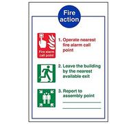 Vsafety 12011AU-R'Fire Action/Operate Nearest Fire Alarm' Sign, 200 mm x 300 mm (Pack of 3)