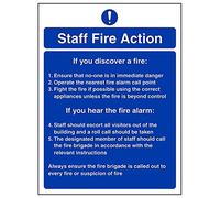 Vsafety 12013AN-S'Staff Fire Action/If You Discover A Fire' Sign, 150 mm x 200 mm (Pack of 3)
