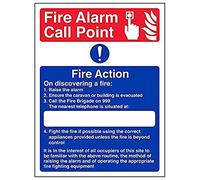 Vsafety 12023AN-S'Caravan Site Fire Action' Sign, Portrait, 150 mm x 200 mm (Pack of 3)