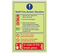 Vsafety 12023AU-G'Caravan Site Fire Action' Sign, Portrait, 200 mm x 300 mm (Pack of 3)