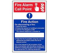 Vsafety 12023AU-R'Caravan Site Fire Action' Sign, Portrait, 200 mm x 300 mm (Pack of 3)