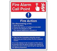 Vsafety 12023BC-R'Caravan Site Fire Action' Sign, Portrait, 300 mm x 400 mm (Pack of 3)