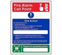 Vsafety 12024AN-R'Caravan Site Fire Action/Assembly Point' Sign, 150 mm x 200 mm (Pack of 3)