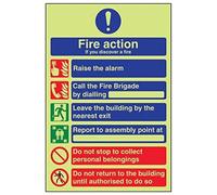 Vsafety 12024AU-G'Caravan Site Fire Action/Assembly Point' Sign, 200 mm x 300 mm (Pack of 3)