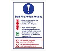 Vsafety 12031AU-G'Staff Fire Action Routine' Sign, Portrait, 200 mm x 300 mm (Pack of 3)