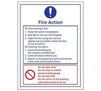 Vsafety 12037AN-G'Fire Action/On Discovering A Fire' Sign, 150 mm x 200 mm (Pack of 3)
