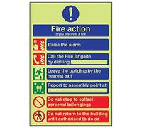 Vsafety 13002AN-G'Fire Alarm' Sign, Portrait, 150 mm x 200 mm (Pack of 3)
