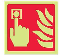 VSafety 13010AF-G Fire Equipment Sign, Call Point Logo, Plastic, Square, 100 mm x 100 mm, Red