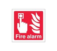 Vsafety 13011AF-R'Fire Alarm Logo' Sign, Square, 100 mm x 100 mm (Pack of 3)