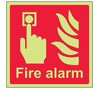 Vsafety 13011AM-G'Fire Alarm' Sign, Square, 150 mm x 150 mm (Pack of 3)
