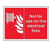 Vsafety 13044AR-R'Not For Use On Live Electrical Fires' Sign, 200 mm x 150 mm (Pack of 3)