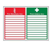 Vsafety 13046BF-R'Fire Marshals/First Aiders With Blanks' Sign, 400 mm x 300 mm (Pack of 3)