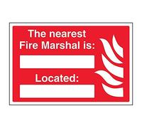 Vsafety 13047BA-R'The Nearest Fire Marshal is Located' Sign, 300 mm x 200 mm (Pack of 3)